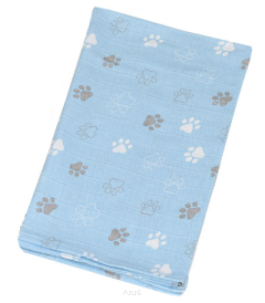 Pielucha pieluszka tetrowa kolorowa 70*80 (łapki niebieskie)