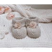 Sweterkowe buciki skarpetki Blossoms (beżowe +kwiatuszek) - 2