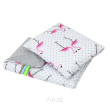 Pościel do wózka / kołyski MINKY (popiel +flamingi) - 2