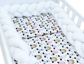 3 el.Pościel do łóżeczka 120x90 "Nature&Flowers" (małe baranki +biały warkocz)