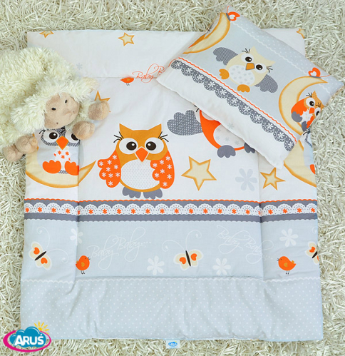 2 el.pościel do wózka (poduszka+kołderka) popielate sowy