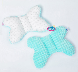 Poduszka motylek antywstrząsowa Minky (mięta+popiel kropki na białym)