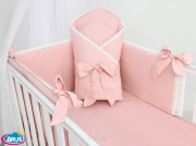 8 el. Pościel do łóżeczka 120x90 "Koronka" róż pudrowy