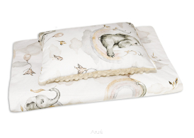 Pościel do wózka / kołyski MINKY (capuccino +slonik z tecza)