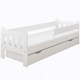 Łóżko dziecięce z szufladą z barierką 160X80 LEO biały
