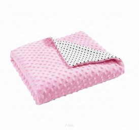 Koc kocyk pled pledzik MINKY 75x100 (róż +czarne kropki)