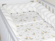 3 el.Pościel do łóżeczka 120x90 "Nature&Flowers" (gąski białe +biały warkocz)