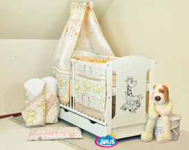 ARUŚ 6 el. pościel bawełniana 120*90 (132-bezowy mis z podusia)