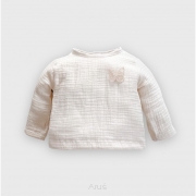 Koszula muślinowa z falbanką (waniliowy beż +motylek)