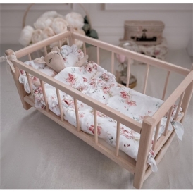Łóżeczko dla lalek kołyska + komplet pościeli (romantic)