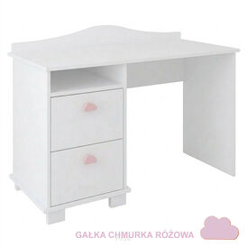 Biurko dla dziecka, biurko dziecięce CLASSIC (białe +gałki chmurki różowe)