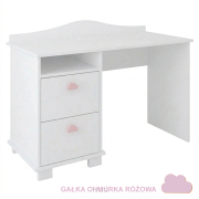 Biurko dla dziecka, biurko dziecięce CLASSIC (białe +gałki chmurki różowe)