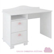 Biurko dla dziecka, biurko dziecięce CLASSIC (białe +gałki chmurki różowe)