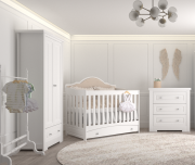 Zestaw mebli CARMEN 3 (beżowe) : łóżeczko z szufladą + komoda z przewijakiem +szafa