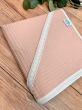 Okrycie kąpielowe wafelek bawełniane 100x100 BOHO powder pink koronka - 2