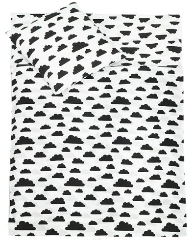 2 pościel do przedszkola 80*220 +gratis (czarne chmurki na białym)