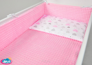 3 el.pościel do łóżeczka 120x90 "MINKY" (rozowy+serca rozowe)