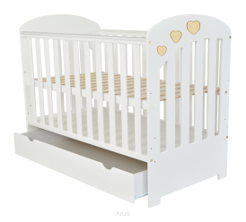 Łóżeczko z szufladą / tapczanik EMILY 120x60 (naturalne serduszka)