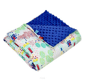 Koc kocyk pled pledzik MINKY 75x100 (granat +domki)