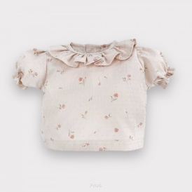 Koszula bawełniana plumetti z bufką krótki rękaw (tinkerbell beżowa)