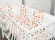 10 el.Pościel do łóżeczka 120x90 "MODUŁOWA" (dzika róża + biały)