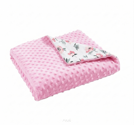 Koc kocyk pled pledzik MINKY 75x100 (róż +calineczka)