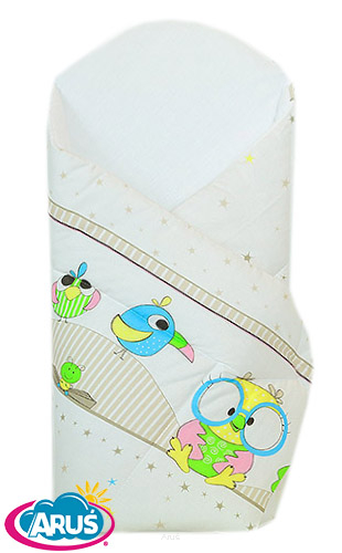 Rożek becik usztywniony zapinany na rzep (beżowe sowy NOWE1)