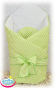 Rożek becik usztywniony wiązany KRATKA (zielona krateczka)