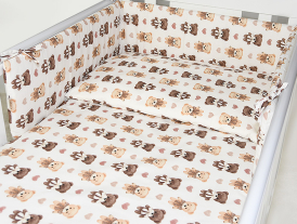 ARUŚ 3 el. pościel do łóżeczka 120*90 (174-beżowy miś z kokardką)