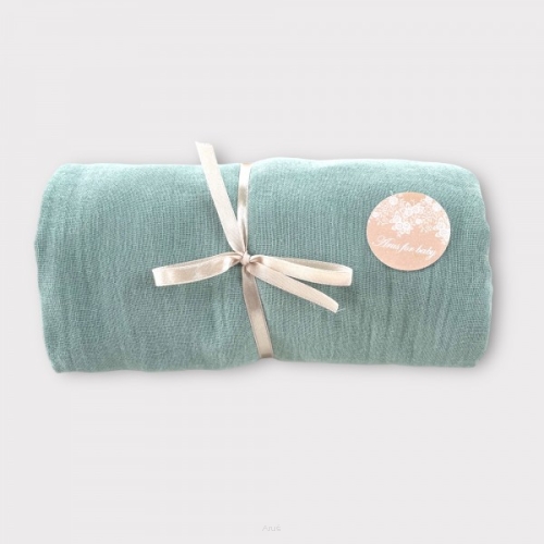 Prześcieradło muślinowe z gumką do kołyski 90x40 (zgaszona zieleń)