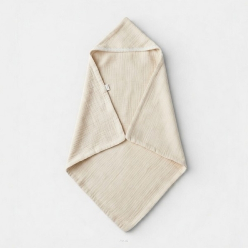 Okrycie kąpielowe muślinowe ręcznik z kapturkiem 80x80 (latte)