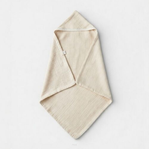 Okrycie kąpielowe muślinowe ręcznik z kapturkiem 80x80 (latte)