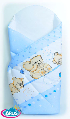 Rożek becik niemowlęcy zapinany na rzep (niebieski teddy1)