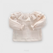 Koszula muślinowa z falbanką i koronką (waniliowy beż)