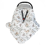 Otulacz śpiworek 90x90 z kapturkiem do fotelika velvet/bawełna (popiel +wiewiórka popielata)