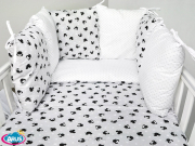 2 el.Pościel do łóżeczka 120x90 "MODUŁOWA" myszki popielate +kropki popielate