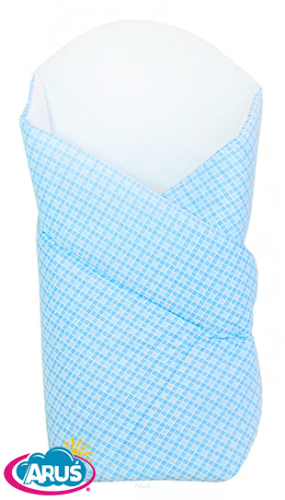 Rożek becik usztywniony zapinany na rzep (niebieska krateczka)