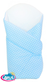 Rożek becik usztywniony zapinany na rzep (niebieska krateczka)