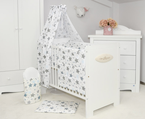 ARUŚ 4 el. pościel do łóżeczka 120*90 (147-gwiazdki niebieskie)