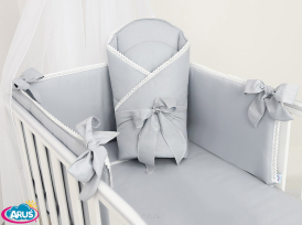 8 el. Pościel do łóżeczka 120x90 "Koronka" popiel