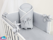 8 el. Pościel do łóżeczka 120x90 "Koronka" popiel