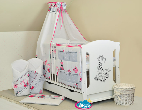 ARUŚ 6 el. pościel bawełniana 120*90 (33-rozowe sowy NOWE)