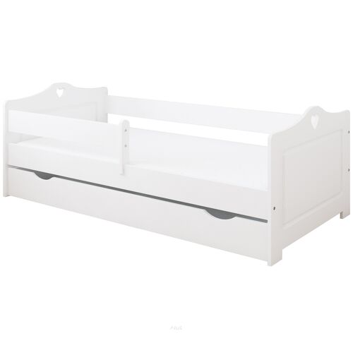 Łóżko dziecięce z szufladą z barierką 160X80 LUNA biała