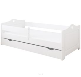 Łóżko dziecięce z szufladą z barierką 160X80 LUNA biała