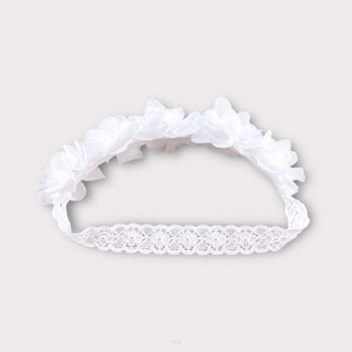 Opaska na głowę na głowkę (z kwiatami śmietankowa)