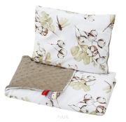 Pościel do wózka / kołyski MINKY (brąz +kwiat bawełny)