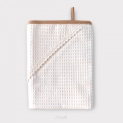 OKRYCIE KĄPIELOWE BAWEŁNIANE WAFELEK 100X100 z koronką beżowe