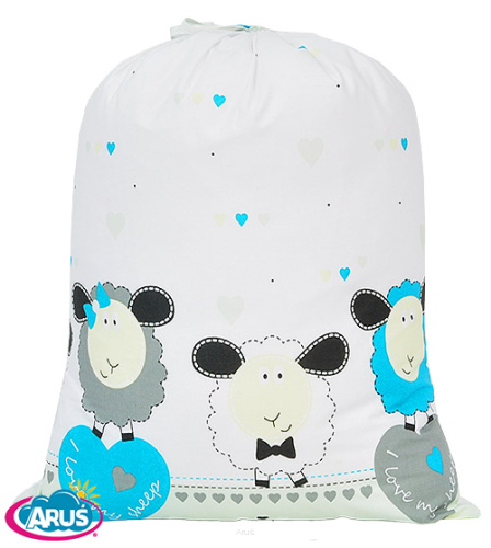 Worek na pościel do przedszkola (owca z sercem niebieska)