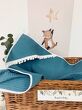 Okrycie kąpielowe wafelek bawełniane 100x100 BOHO navy blue pompons white - 4