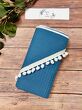Okrycie kąpielowe wafelek bawełniane 100x100 BOHO navy blue pompons white - 3